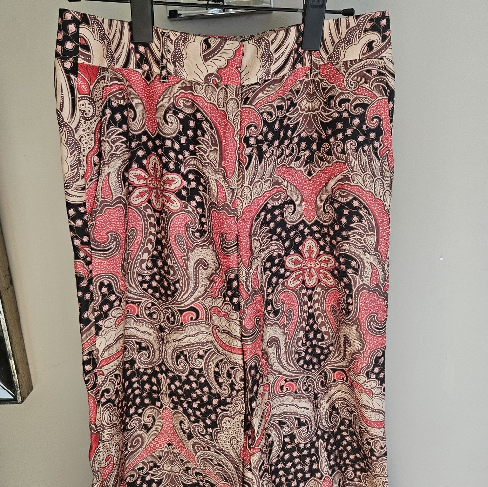 J. McLaughlin Marlee Silk Blend Wide Leg Pants Size 2 Ashler Fall Paisley Floral
